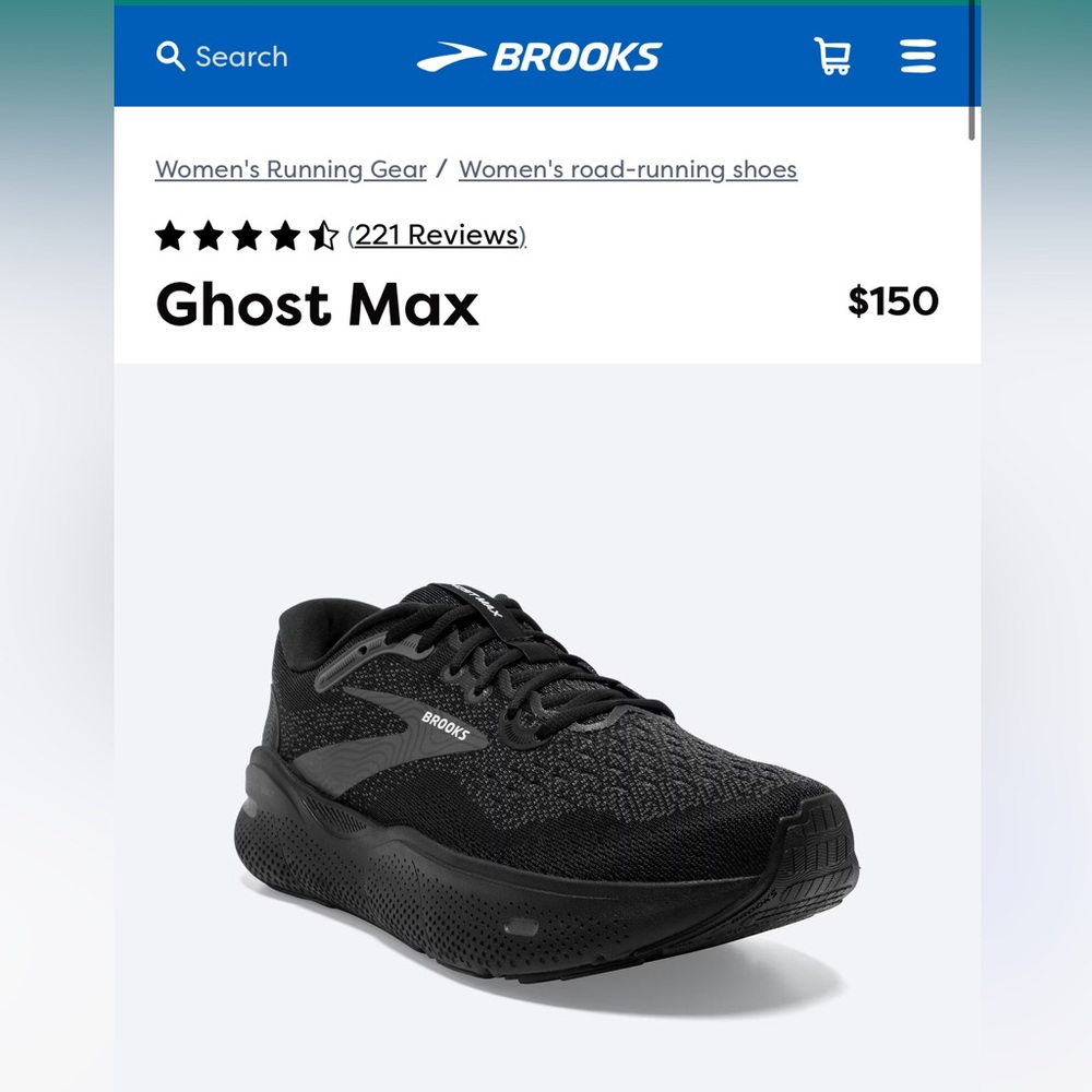 Brand new, never worn Brooks Ghost Max, Size 8.5.